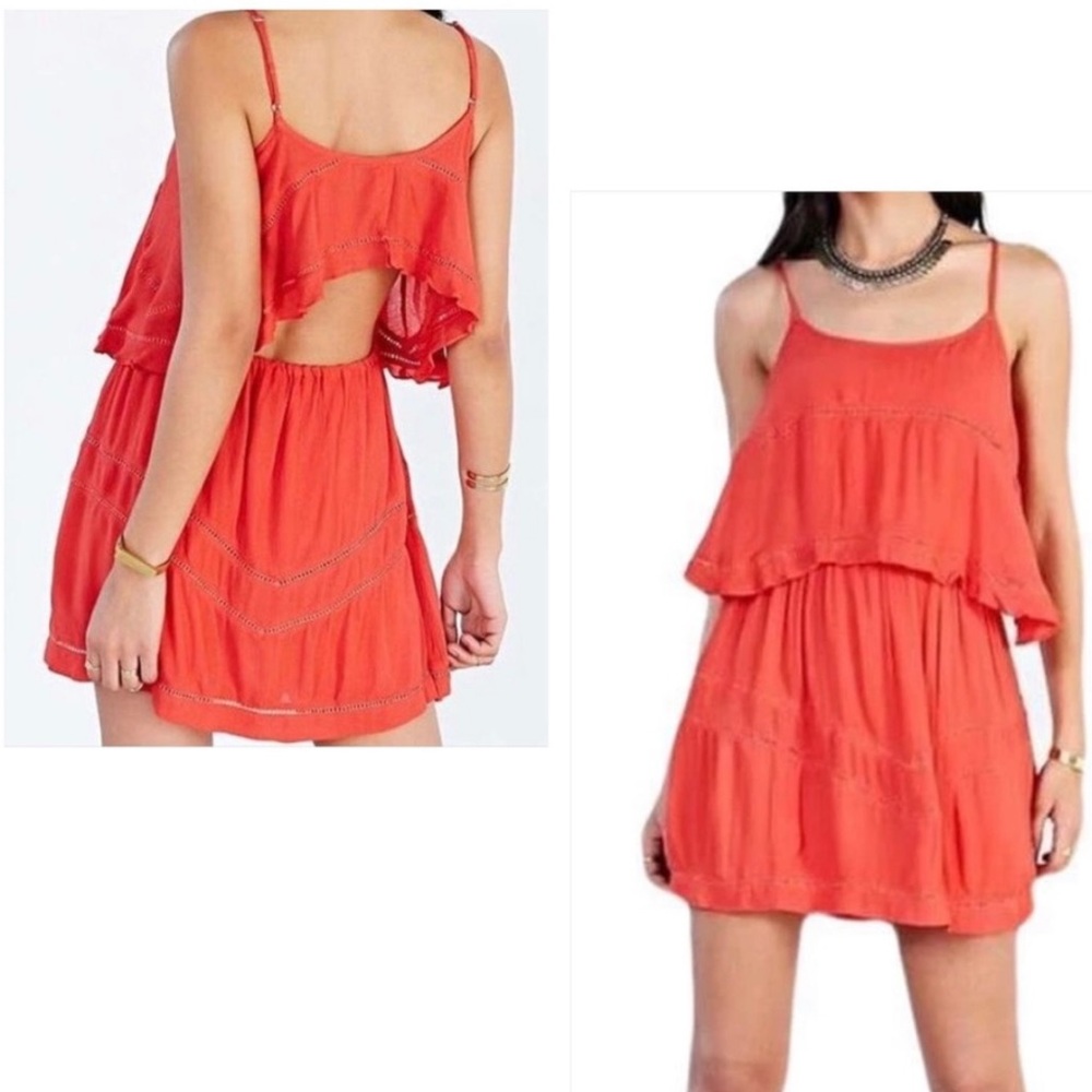 Lovers + Friends Red Orange Paradise Bay Ruffle Dress